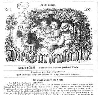 Schwarz‑weiß‑Illustration aus dem deutschen Familienblatt 'Die Gartenlaube' (1853)