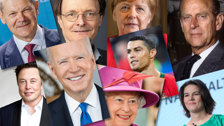 Eine Collage von Persönlichkeiten, die unter den beliebtesten Wikipedia-Artikeln 2021 waren.