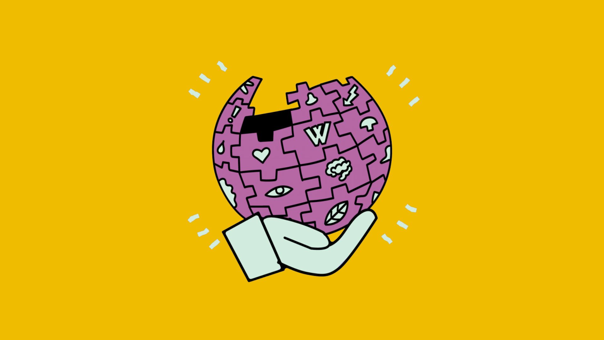 Hand mit Wikipedia-Globus