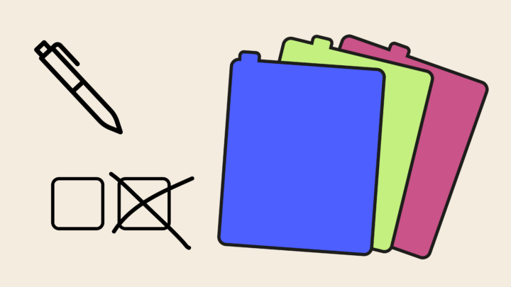 Grafik mit Karteikarten und Felder zum Ankreuzen