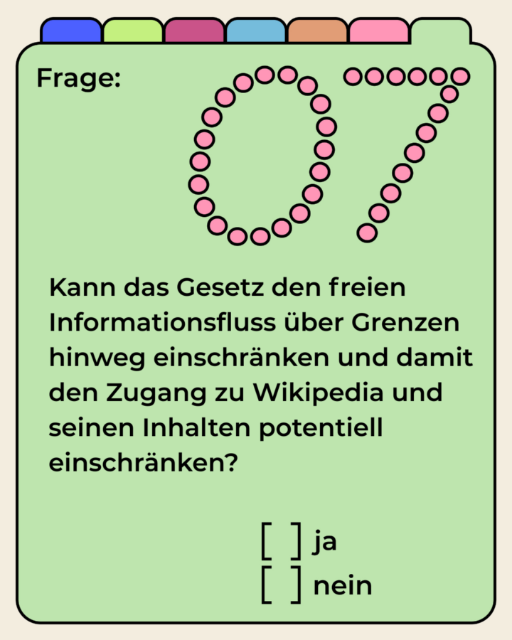 Kann das Gesetz den freien Informationsfluss über Grenzen hinweg einschränken und damit den Zugang zu Wikipedia und seinen Inhalten potentiell einschränken?