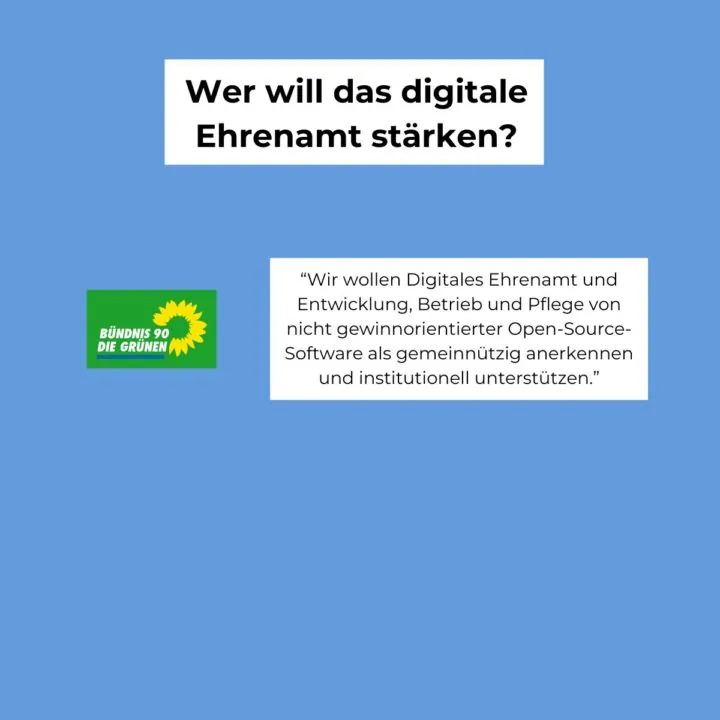 Wer will das digitale Ehrenamt stärken? Bündnis 90 die Grünen